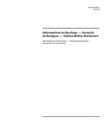 خرید و دانلود نسخه کامل کتاب ISO/IEC 29147:2018 Information technology — Security techniques — Vulnerability disclosure Abstract