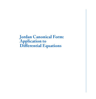 خرید و دانلود نسخه کامل کتاب Jordan canonical form: Application to differential equations
