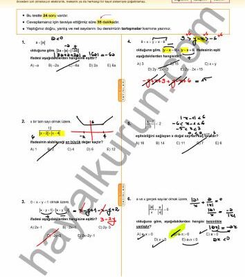 خرید و دانلود نسخه کامل کتاب KAF-1 2018 Mutlak Değer Konu Tarama Sınavı, Derece Testi Çözümler