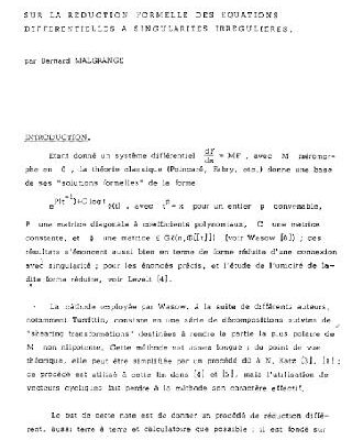 خرید و دانلود نسخه کامل کتاب La reduction formelle des equations differentielles a singularites irregulieres