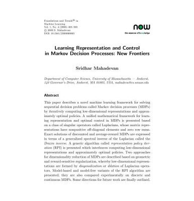 خرید و دانلود نسخه کامل کتاب Learning Representation and Control in Markov Decision Processes: New Frontiers