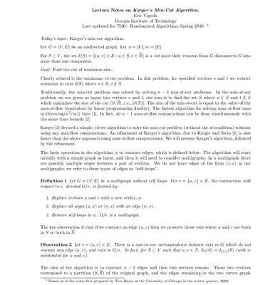 خرید و دانلود نسخه کامل کتاب Lecture Notes on Karger’s Min-Cut Algorithm