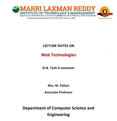 خرید و دانلود نسخه کامل کتاب Lecture Notes on Web Technologies – III B. Tech II semester