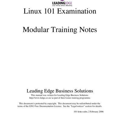 خرید و دانلود نسخه کامل کتاب Linux 101 Examination: Modular Training Notes