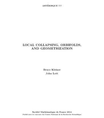 خرید و دانلود نسخه کامل کتاب Local Collapsing, Orbifolds, and Geometrization