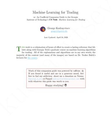 خرید و دانلود نسخه کامل کتاب Machine Learning for Trading, or, An Unofficial Guide to Georgia Institute of Technology’s CS7646: Machine Learning for Trading