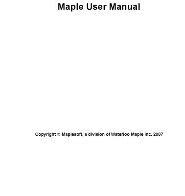 خرید و دانلود نسخه کامل کتاب Maple 10 User Manual