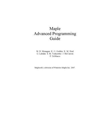 خرید و دانلود نسخه کامل کتاب Maple 11 Advanced Programming Guide