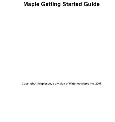 خرید و دانلود نسخه کامل کتاب Maple 11 Getting Started Guide