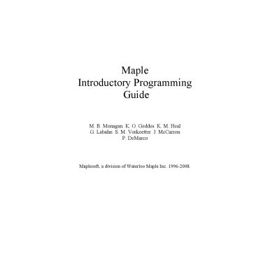 خرید و دانلود نسخه کامل کتاب Maple 12 Introductory Programming Guide