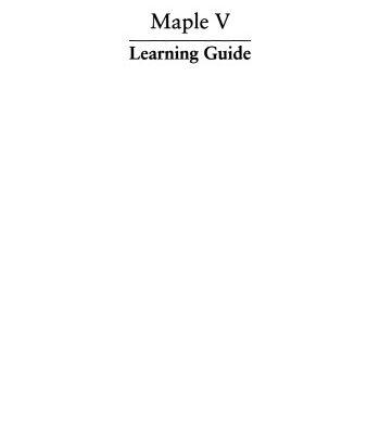 خرید و دانلود نسخه کامل کتاب Maple V: Learning Guide