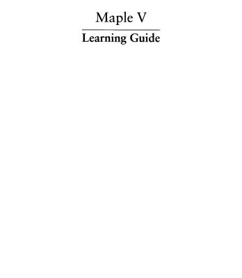 خرید و دانلود نسخه کامل کتاب Maple V: Learning Guide