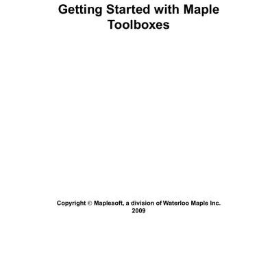 خرید و دانلود نسخه کامل کتاب Maplesoft. Getting Started with Maple Toolboxes