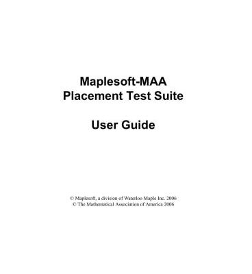 خرید و دانلود نسخه کامل کتاب Maplesoft. Maplesoft-MAA Placement Test Suite. User Guide
