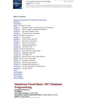 خرید و دانلود نسخه کامل کتاب Mastering Visual Basic .NET Database Programming