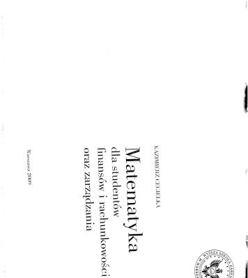 خرید و دانلود نسخه کامل کتاب Matematyka dla studentów finansów i rachunkowości oraz zarządzania