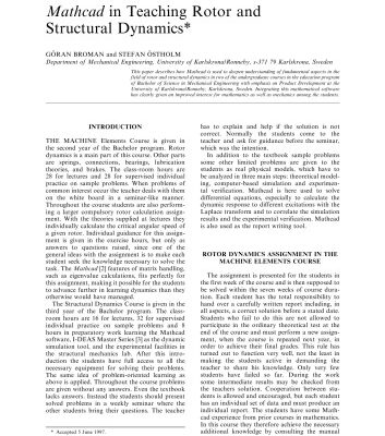 خرید و دانلود نسخه کامل کتاب Mathcad in Teaching Rotor and Structural Dynamics