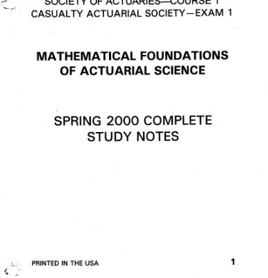 خرید و دانلود نسخه کامل کتاب Mathematical Foundations of Actuarial Science. Society of Actuaries – Course 1. Casualty Actuarial – Exam 1