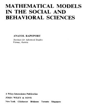 خرید و دانلود نسخه کامل کتاب Mathematical Models in the Social and Behavioural Sciences