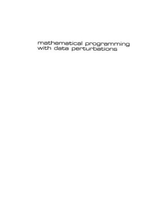 خرید و دانلود نسخه کامل کتاب Mathematical Programming with Data Perturbations