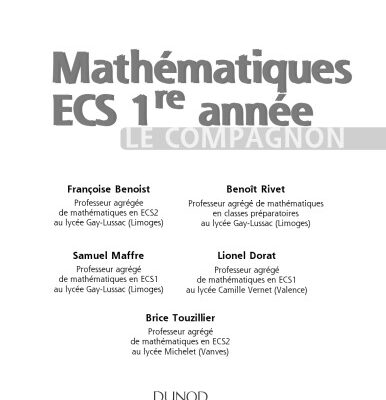 خرید و دانلود نسخه کامل کتاب Mathématiques Le compagnon 1re annee ECS
