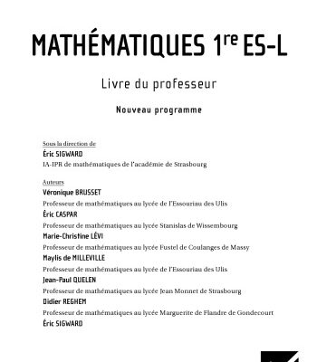 خرید و دانلود نسخه کامل کتاب Mathématiques Première ES-L – Livre du professeur