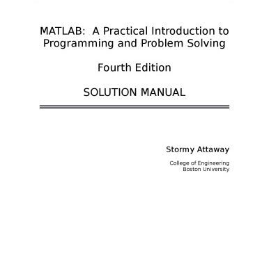 خرید و دانلود نسخه کامل کتاب MATLAB: A Practical Introduction to Programming and Problem Solving Solutions Manual