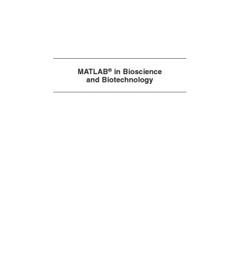 خرید و دانلود نسخه کامل کتاب MATLAB® in bioscience and biotechnology