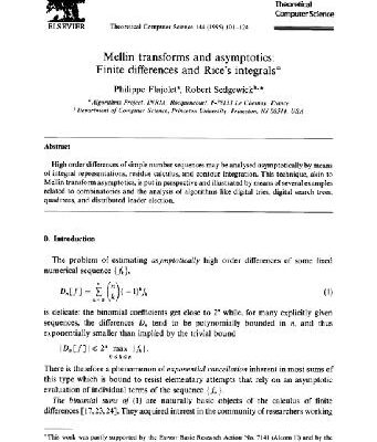 خرید و دانلود نسخه کامل کتاب Mellin transforms and asymptotics: Finite differences, Rice’s integrals