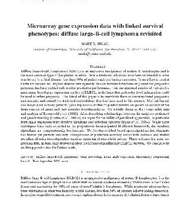 خرید و دانلود نسخه کامل کتاب Microarray gene expression data with linked survival phenotypes: diffuse large-B-cell lymphoma revisited