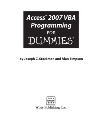 خرید و دانلود نسخه کامل کتاب Microsoft Office Access 2007 VBA Programming For Dummies