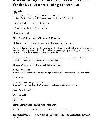 خرید و دانلود نسخه کامل کتاب Microsoft SQL Server 2000 Performance Optimization and Tuning Handbook