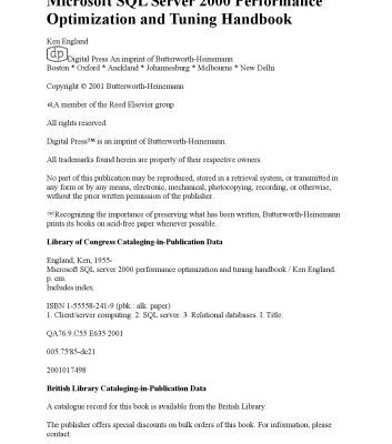 خرید و دانلود نسخه کامل کتاب Microsoft SQL server 2000 : performance optimization and tuning handbook