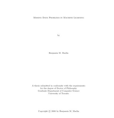 خرید و دانلود نسخه کامل کتاب Missing Data Problems in Machine Learning