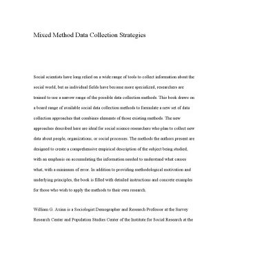 خرید و دانلود نسخه کامل کتاب Mixed method data collection strategies