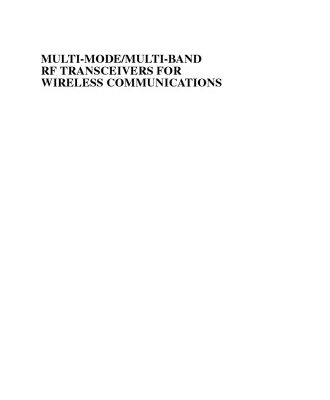خرید و دانلود نسخه کامل کتاب Multi-Mode Multi-Band RF Transceivers for Wireless Communications: Advanced Techniques, Architectures, and Trends