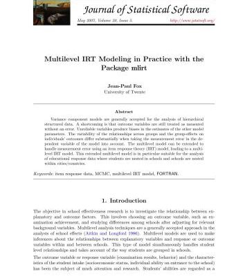 خرید و دانلود نسخه کامل کتاب Multilevel IRT Modeling in Practice with the Package mlirt +Code + Data