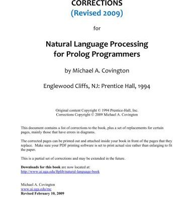 خرید و دانلود نسخه کامل کتاب Natural Language Processing for Prolog Programmers + Revision 2009