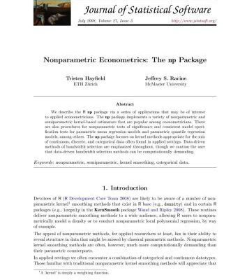 خرید و دانلود نسخه کامل کتاب Nonparametric Econometrics: The np Package + Code
