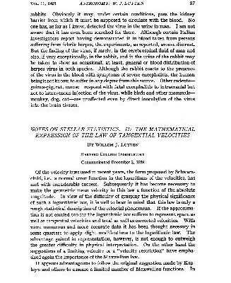 خرید و دانلود نسخه کامل کتاب Notes on Stellar Statistics II The Mathematical Expression of the Law of Tangential Velocities