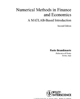 خرید و دانلود نسخه کامل کتاب Numerical Methods in Finance and Economics A MATLAB based Introduction