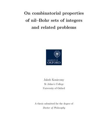 خرید و دانلود نسخه کامل کتاب On combinatorial properties of nil-Bohr sets of integers and related problems