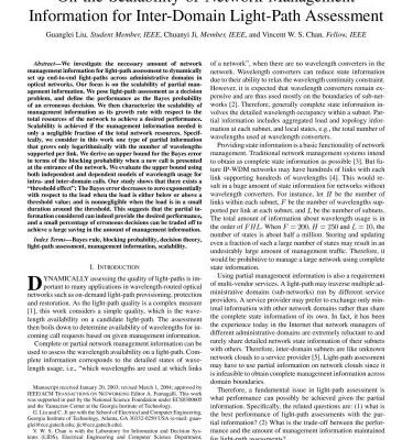 خرید و دانلود نسخه کامل کتاب On the Scalability of Network Management Information for Inter-Domain Light-Path Assessment