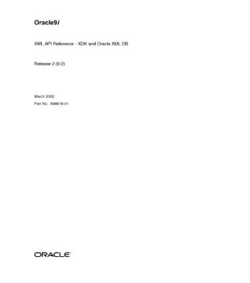 خرید و دانلود نسخه کامل کتاب Oracle 9i Rel 2 XML API Reference