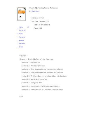 خرید و دانلود نسخه کامل کتاب Oracle SQL tuning: pocket reference