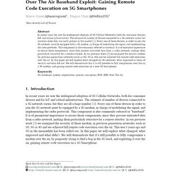 خرید و دانلود نسخه کامل کتاب Over The Air Baseband Exploit: Gaining Remote Code Execution on 5G Smartphones