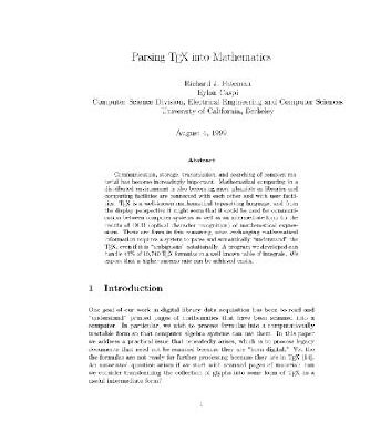 خرید و دانلود نسخه کامل کتاب Parsing TeX into mathematics