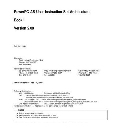 خرید و دانلود نسخه کامل کتاب PowerPC AS User Instruction Set Architecture Book I Version 2.00