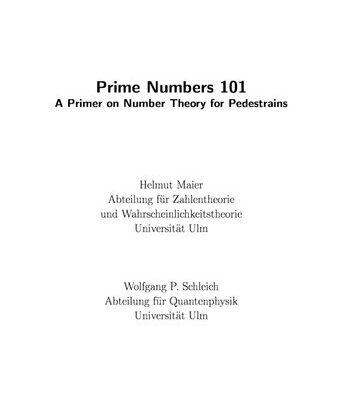 خرید و دانلود نسخه کامل کتاب Prime Numbers 101. A Primer on Number Theory for Pedestrains