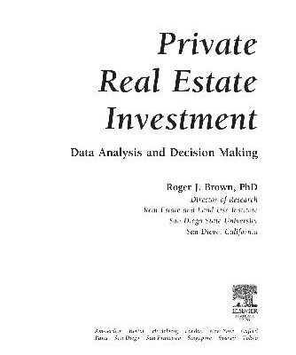 خرید و دانلود نسخه کامل کتاب Private Real Estate Investment CD-ROM: Data Analysis and Decision Making